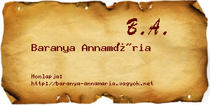 Baranya Annamária névjegykártya