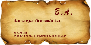 Baranya Annamária névjegykártya
